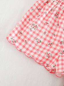 Cozy Pixies Baby Girls' Ditsy Floral Elastic Waist Ruffle Hem Casual Shorts, Versatile - Pink - View 10