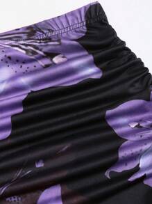 SHEIN Unity Bộ 2 váy đuôi cá màu trơn và chân váy in hoa dự tiệc thanh lịch cho nữ - Màu tím - Xem 5