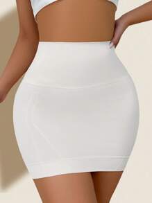 NudeFit 1pc Women Seamless Formfitting High Cinched Waist Mini Skirt