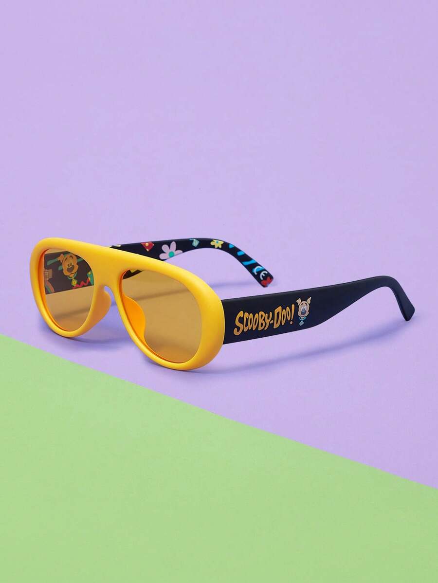 SCOOBY-DOO X SHEIN Colorblock Letter And Cartoon Puppy Pattern Unique And Fashion Eyeglasses - Yellow - View 1