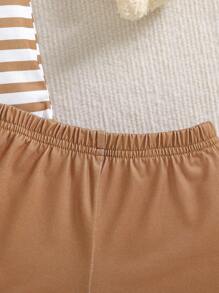 SHEIN 2pcs Baby Boy Cute Stripe Set, Spring/Summer - Brown - View 7