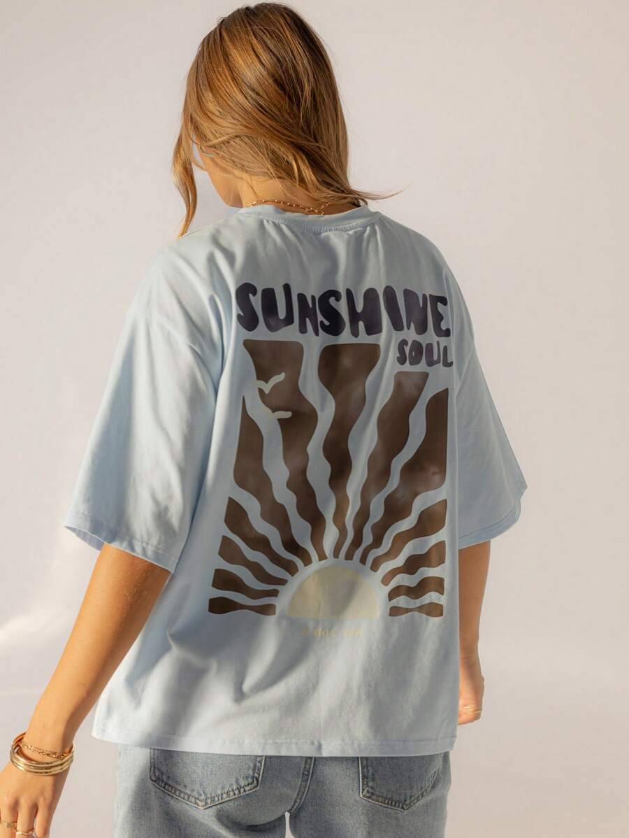 Aralina Grafisches, Oversized T-Shirt, Sommerfreizeit-Outfits für Frauen mit Grafik-T-Shirts