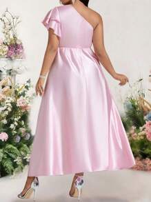 Asymmetric Wedding Guest Dress - Pink - View 2