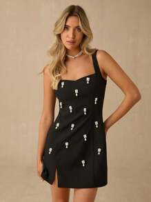 Enchnt Sukienka damska na ramiączkach spaghetti, modna na lato