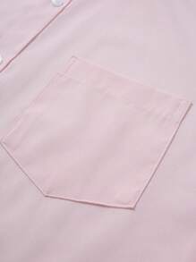 Manfinity Mode Men's Casual Solid Color Short Sleeve Dress Shirt - Pink - View 6