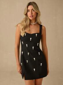 Enchnt Sukienka damska na ramiączkach spaghetti, modna na lato