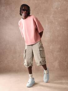 Sumwon Original Streetwear Oversized T-Shirt With Embroidered Back Logo Summer Tee Urban Fashion Casual Top Daily Wear - Pink - View 3