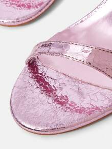 MOTF PREMIUM PU LEATHER STRAPPY ROUND TOE HIGH HEEL SANDALS - Purple - View 6