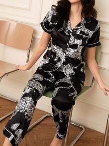 2件套女士豹纹睡衣套装（节日季） - 彩色 - 查看 5