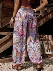 LanaWest Women's Retro Print Casual Pants Fall Cloth For Women - Multicolor - View 2