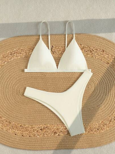 Swim Mod 2 peças/Conjunto Maiô Tankini com Alças e Calcinha em Cor Sólida