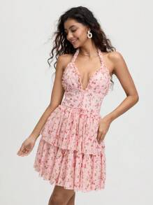SHEIN MOD Women's Summer Romantic Ruffled Ditsy Floral Halter Neck Dress,Honeymoon Outfits Woman,Vacation Outfits Woman,Women Birthday Outfit, Women Casual Dress, Woman's Summer Dress,Graduation Dress,Wedding Guest Dress Women,Flowy Dress,Party Dress,Women Dresses Birthday, Rave Outfits Festival,Y2k Clothes,Floral Dress Women,Brunch Outfits For Women