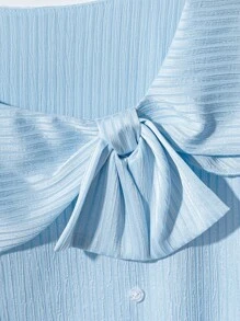 GlowEve Women's Solid Color Twist Knot Button Decor Short Sleeve Fashionable T-Shirt, Summer