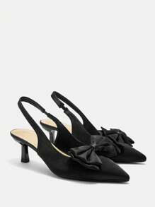 CUCCOO CURVES Women's Fashion Comfortable Low Heel Pointed Toe Wide Fit High Heel Pumps, Suitable For Commuting, Dates, Parties & Various Occasions - Black - View 2