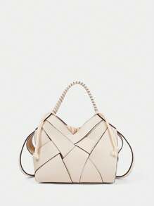 SHECARRY Bolso de mano casual de moda para mujer, de gran capacidad - Beis - Ver 1