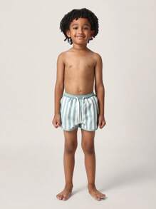 SUMWON Pantaloncini da spiaggia, piscina ed attività estive, a righe, con laccio regolabile in vita, costumi da bagno da vacanza e resort per bambini