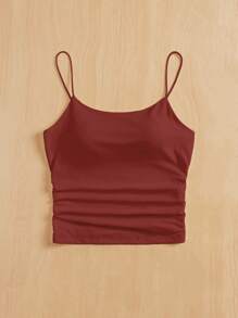 SHEIN Essnce Women Tight-Fitting Round Neck Chest Pad Breathable Summer Basic Camisole Women Tops Bra Free Top Cami Tops Tops For Women Basic Top Double Lined Cami Top Bra Free Cami Top Crop Top Double Lined Top