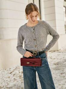 SHECARRY Bolso de tela de unicolor simple para mujer, bolso de uso diario casual, cartera roja para San Valentín