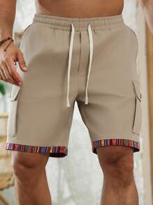 Genlund Men's Retro Style Minimalist Shorts With Pockets - Brown - View 3