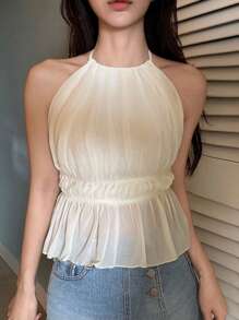 DAZY 女士雪纺沙滩裹身裙，露背，度假风，比基尼泳装