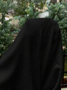 SHEIN EZwear 2 件套加大码纯色短袖 T 恤和裤子，2 件套夏季服装 - 黑色 - 查看 5