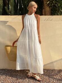 Livesso 女士白色休闲度假连衣裙，夏季新品 - 白色 - 查看 5