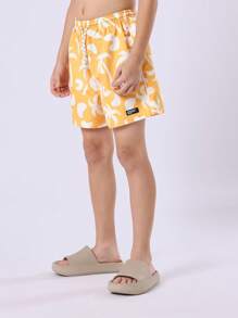 SUMWON Palm Tree Paradise Summer Swim Shorts Vacation Beach Pool Board Athletic California Style Elastic Band Mid Rise Surf Shorts