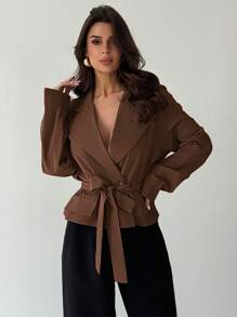 Firerie Nueva chaqueta cortavientos fina de mujer con bolsillos tridimensionales en color caqui para otoño/invierno - Marrón - Ver 5