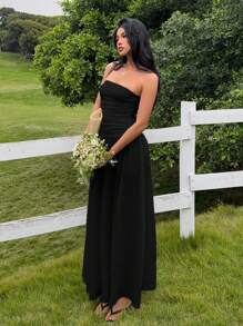 SHEIN EZwear Women's Casual Black Dress For Summer Vacation Dress - Black - View 5