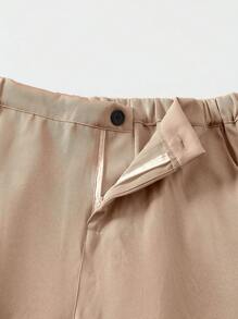 SHEIN 2pcs/Set Teen Boy Gentleman 2 Pieces Set, Stripe Embroidery Casual Stylish Slim Fit Long Sleeve Shirt + Khaki Pants Gentleman Suit, Elegant School/Daily Outfit, Wedding/Wedding Guest/Pageboy/Ring Boy - Multicolor - View 10