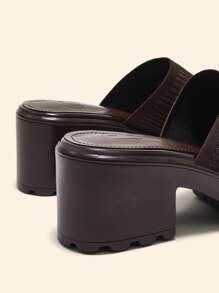 CUCCOO BASICS Fashion Coffee Brown Fabric Comfortable Platform Wedge Heel Mule Sandals, Suitable For Commuting, Shopping, Dating, Party For Christmas Spring Shoes Summer Shoes - Brown - View 3