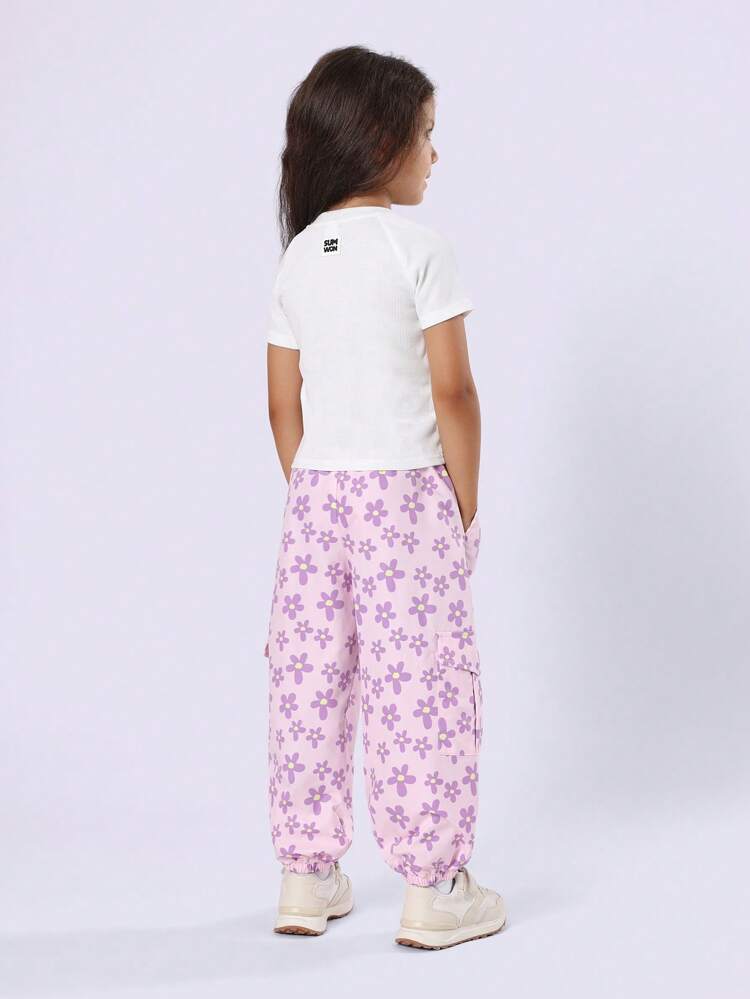 Ribbed Baby Tee Floral Cargo Set