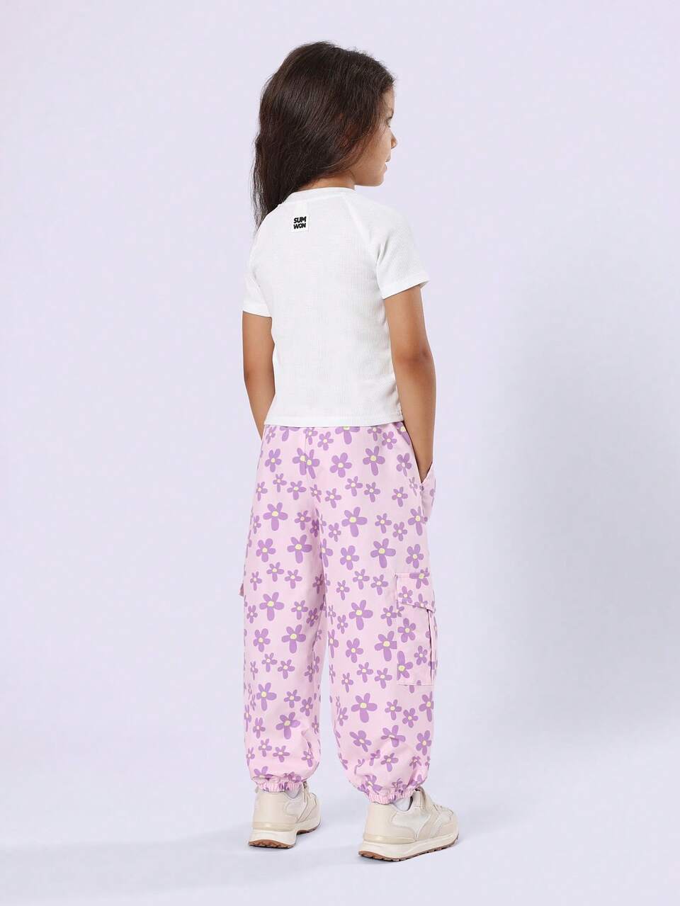 Zestaw żebrowany Baby Tee Floral Cargo