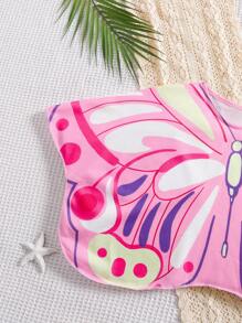 SHEIN Cute "Baby Girl" Pink Butterfly Graphic Beach Cover Up Top