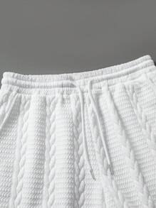 Men's Top And Shorts Knitted Casual Two Pieces Set Men's Summer Sets Two Pieces Short Sets Men 2 Pieces Short Sets Shorts Sets For Men Clothes Set Summer - White - View 5