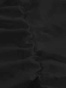 SHEIN PETITE Women's Casual Solid Color Drawstring Cargo Pants - Black - View 4