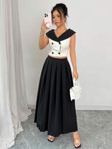 SHEIN Clasi Women Two Pieces Outfits For Daily Wear - Black - View 6