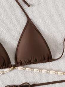 Swim Basics 女士度假沙滩贝壳装饰吊带比基尼上衣