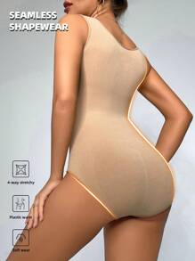 Body sin costuras de unicolor con cinturón ancho y tirantes sin mangas para el verano