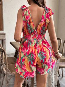 SHEIN 孕妇彩色花卉印花系带连体裤 - 彩色 - 查看 2