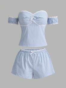 Sweetina 女士日常两件套服装 - 藍色 - 查看 1