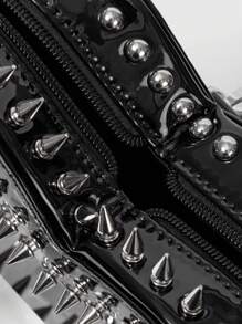 ROMWE Grunge Punk Cute Punk Street Preppy Y2K Style Rivet Backpack For Women, School Backpack - Black - View 6