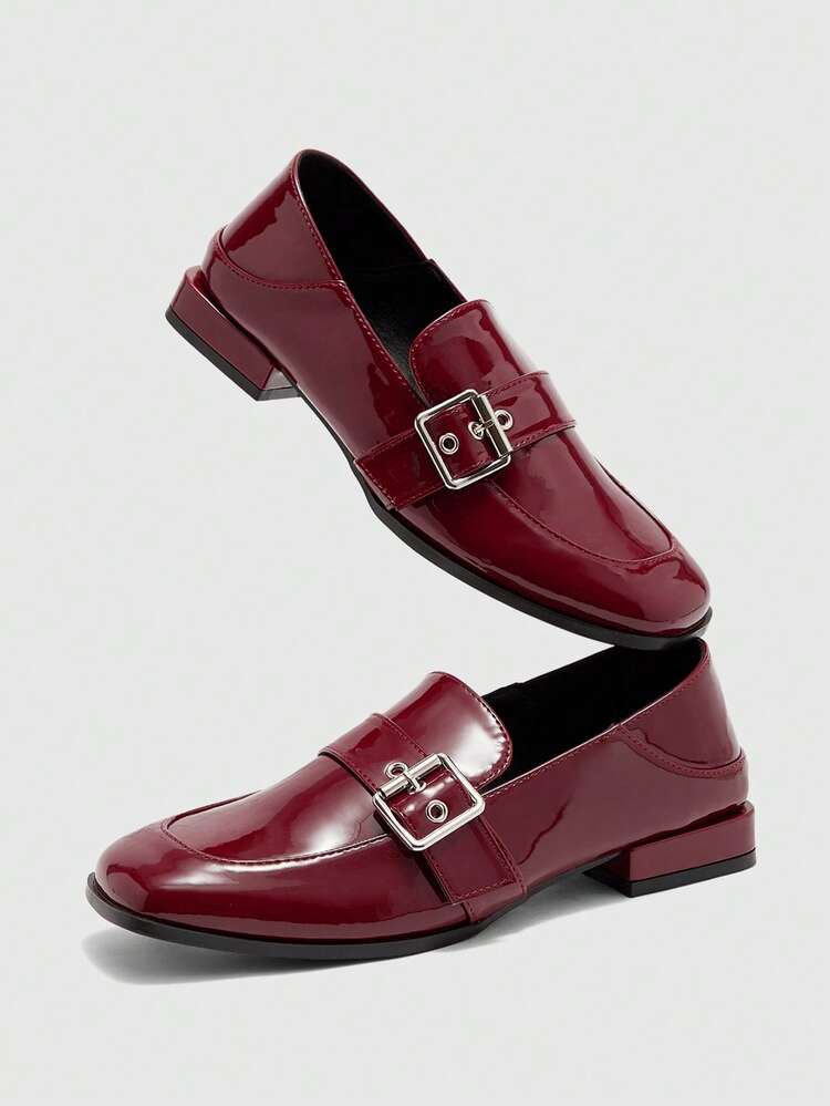 CUCCOO BIZCHIC Women's Adjustable Buckle Design Retro Chunky Heel Shoes