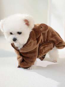 PETSIN 1 件宠物吸水浴袍，柔软厚实速干熊连帽可调节洗澡毛巾，适用于狗狗美容