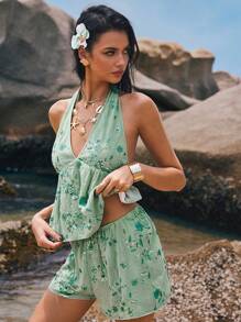 Poéselle 女士两件套亮片度假装、海岛度假装、度假两件套、海滩度假装 - 綠色 - 查看 5