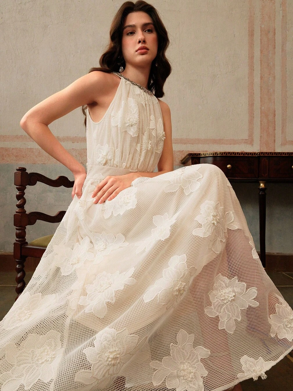 chicos crochet dress Corossol Mini Style:R77DM3843 Imported Product Measurements (Measurements size_000 Anthropologie Ivory Pointelle‎ Crochet