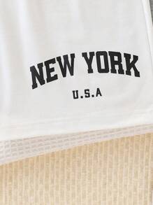 Tween Boy 字母图案抽绳腰休闲运动短裤，夏季 - 彩色 - 查看 4