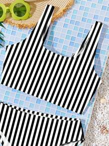 SHEIN Tween Girls Casual Simple Camisole & Triangle Bikini Swimsuit Set, Suitable For Summer - Multicolor - View 5