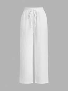 SHEIN Essnce 女士纯色系腰宽松阔腿裤，夏季