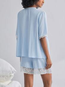 BloomMama Pijama de maternidad - Top de manga 5/8 + Pantalones 3/4